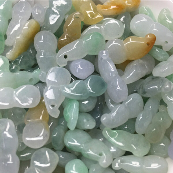 natural jadeite gourd bead high quality Burmese jade pendant - Image 2