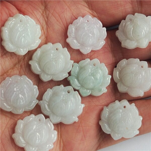 2 pcs / 4 pcs 20 - 27 mm high quality natural Burmese jadeite lotus flower pendant bead - Image 6