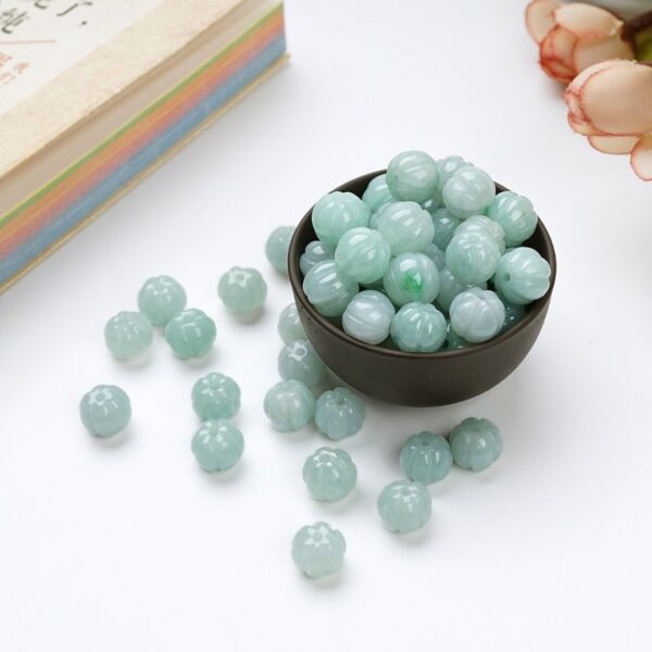 10 pcs / 20 pcs 8 mm high quality natural Burmese jadeite pumpkin bead - Image 2