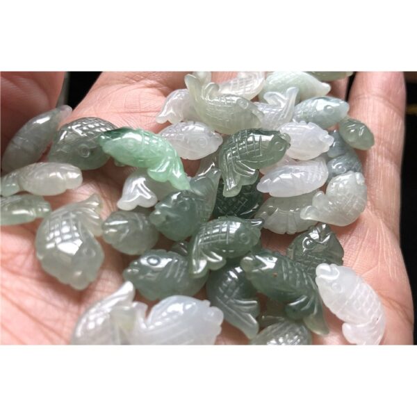 5 pcs / 10 pcs 16 mm high quality natural motley Burmese jadeite fish pendant bead - Image 3