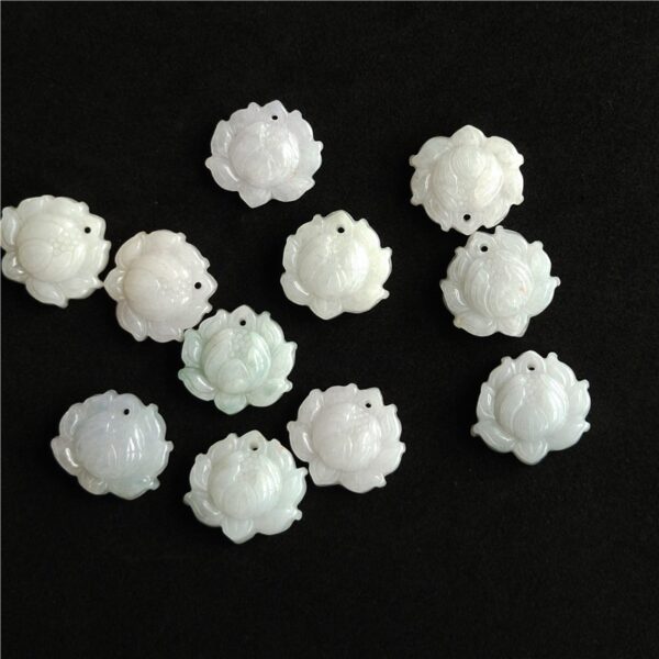 2 pcs / 4 pcs 20 - 27 mm high quality natural Burmese jadeite lotus flower pendant bead - Image 5