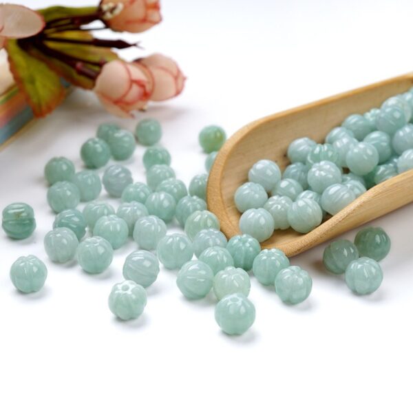 10 pcs / 20 pcs 8 mm high quality natural Burmese jadeite pumpkin bead - Image 3
