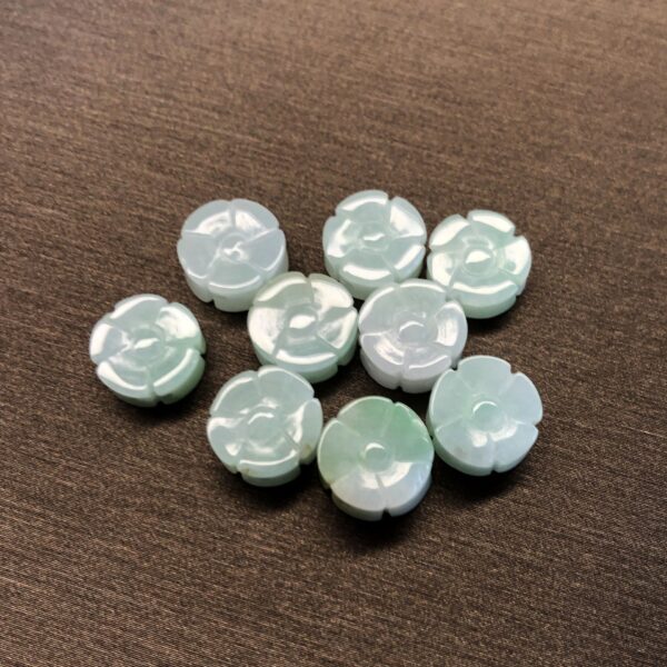 10 pcs / 20 pcs 9mm natural jadeite double-sided flower bead high quality Burmese jade bead - Image 5