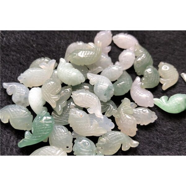 5 pcs / 10 pcs 16 mm high quality natural motley Burmese jadeite fish pendant bead - Image 4