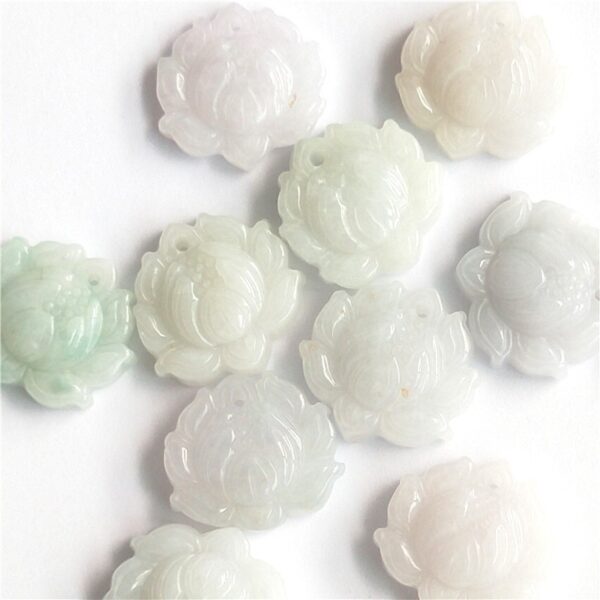 2 pcs / 4 pcs 20 - 27 mm high quality natural Burmese jadeite lotus flower pendant bead - Image 4