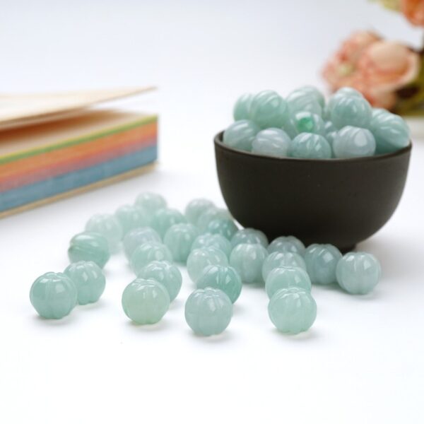 10 pcs / 20 pcs 8 mm high quality natural Burmese jadeite pumpkin bead - Image 4