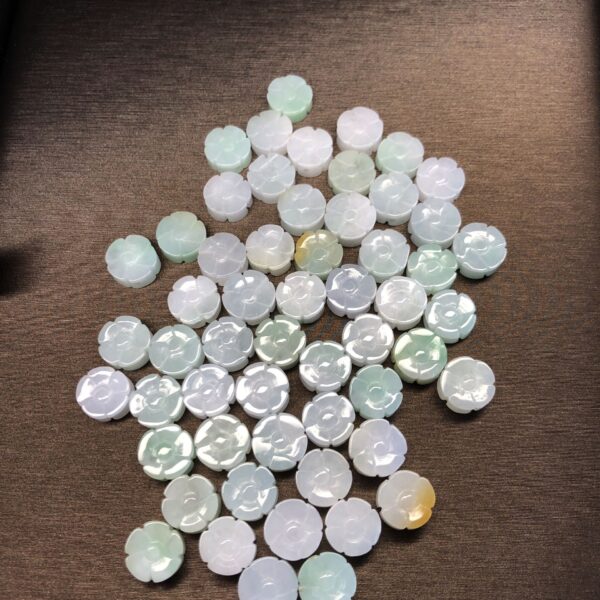 10 pcs / 20 pcs 9mm natural jadeite double-sided flower bead high quality Burmese jade bead - Image 4