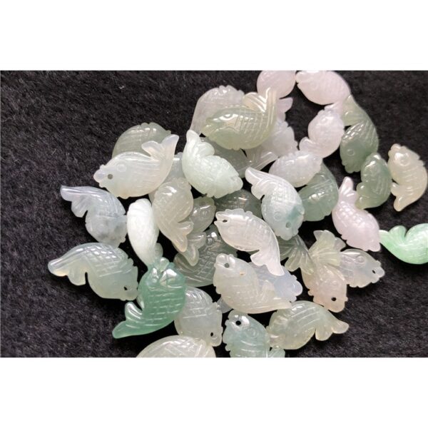 5 pcs / 10 pcs 16 mm high quality natural motley Burmese jadeite fish pendant bead - Image 5