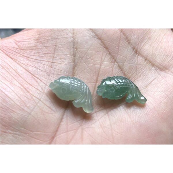5 pcs / 10 pcs 16 mm high quality natural motley Burmese jadeite fish pendant bead - Image 6
