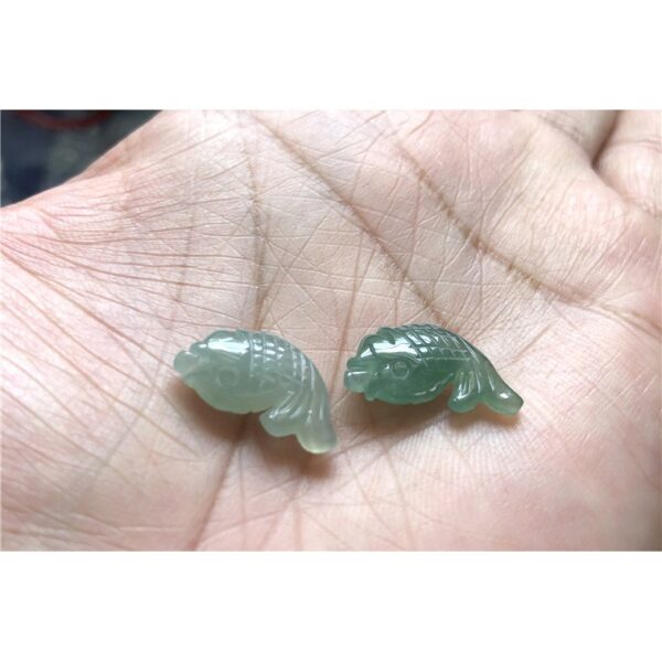 5 pcs / 10 pcs 16 mm high quality natural motley Burmese jadeite fish pendant bead - Image 7