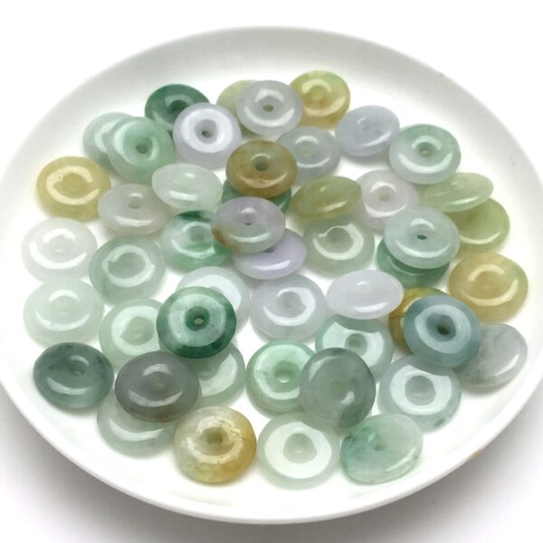 20 pcs / 50 pcs 13 mm high quality natural Burmese jadeite ring shape bead - Image 2