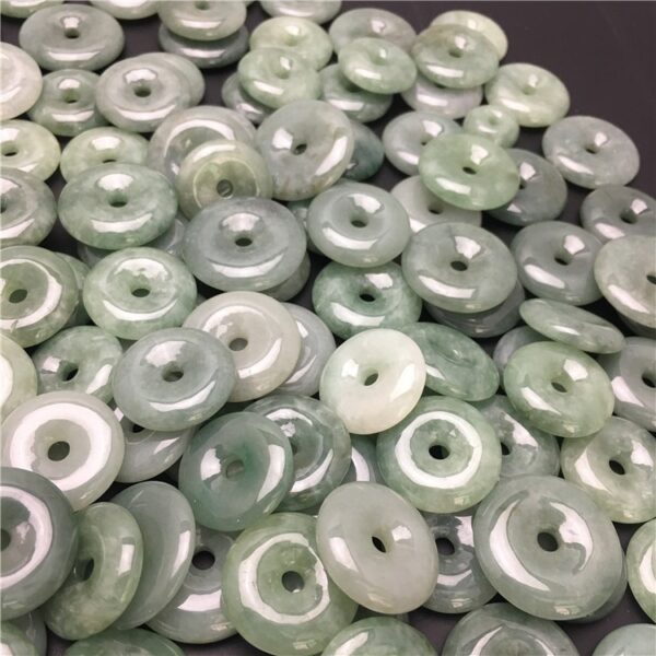 5 pcs / 10 pcs 20 - 25 mm high quality natural oily green Burmese jadeite ring shape bead - Image 2