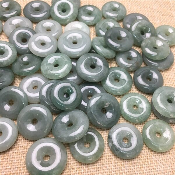 5 pcs / 10 pcs 20 - 25 mm high quality natural oily green Burmese jadeite ring shape bead - Image 4