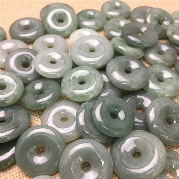 5 pcs / 10 pcs 20 - 25 mm high quality natural oily green Burmese jadeite ring shape bead - Image 5