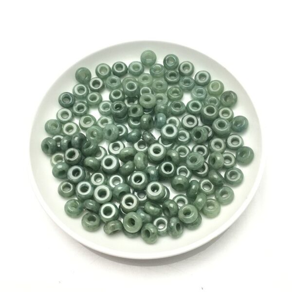 50 pcs / 100 pcs 8 - 10 mm high quality natural green Burmese jadeite donut shape bead - Image 2