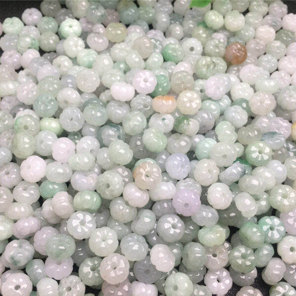 20 pcs / 50 pcs 9 mm high quality natural Burmese jadeite pumpkin shape bead - Image 2