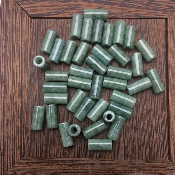 20 pcs / 50 pcs 13 mm high quality natural green Burmese jadeite tube shape bead - Image 3