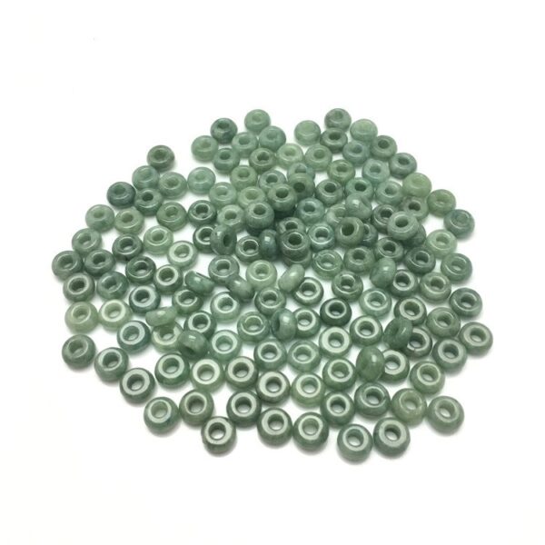 50 pcs / 100 pcs 8 - 10 mm high quality natural green Burmese jadeite donut shape bead - Image 3