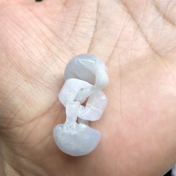 2 pcs / 5 psc 20 mm high quality natural Burmese jadeite double locks shape bead - Image 3