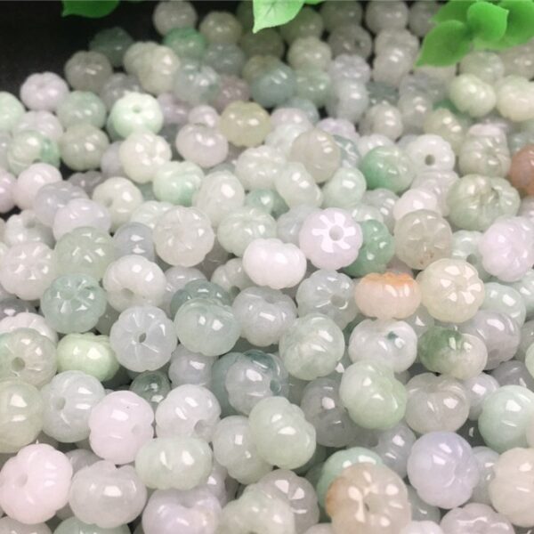 20 pcs / 50 pcs 9 mm high quality natural Burmese jadeite pumpkin shape bead - Image 3