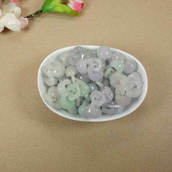 2 pcs / 5 psc 20 mm high quality natural Burmese jadeite double locks shape bead - Image 4