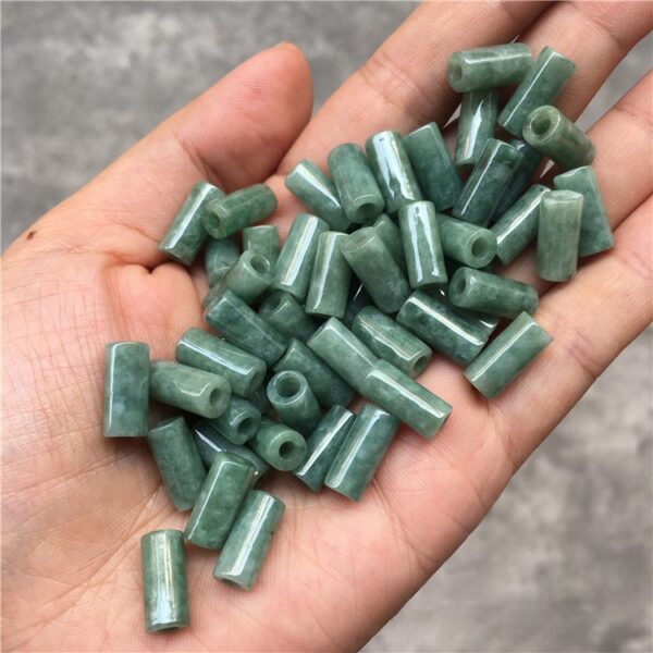 20 pcs / 50 pcs 13 mm high quality natural green Burmese jadeite tube shape bead - Image 4