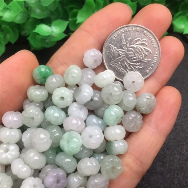 20 pcs / 50 pcs 9 mm high quality natural Burmese jadeite pumpkin shape bead - Image 5