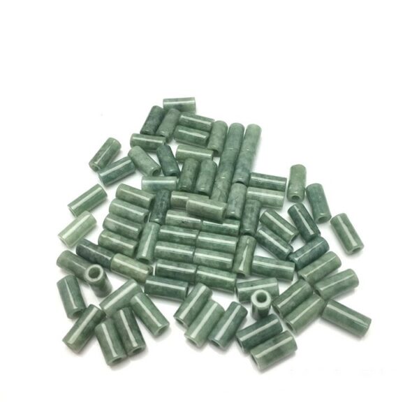 20 pcs / 50 pcs 13 mm high quality natural green Burmese jadeite tube shape bead - Image 5