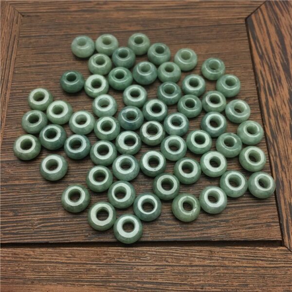 50 pcs / 100 pcs 8 - 10 mm high quality natural green Burmese jadeite donut shape bead - Image 5