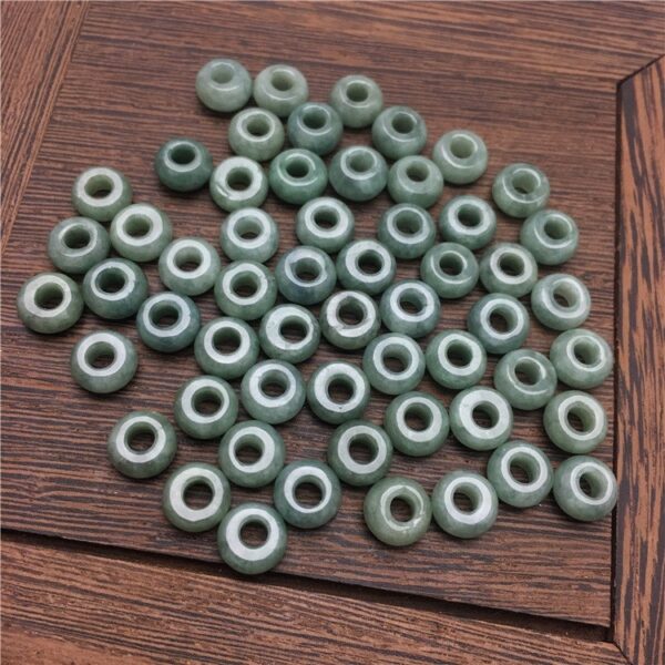 50 pcs / 100 pcs 8 - 10 mm high quality natural green Burmese jadeite donut shape bead - Image 6