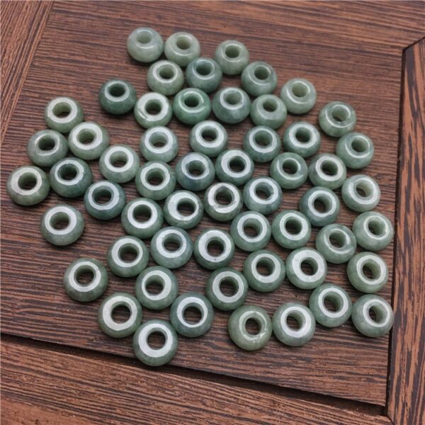 50 pcs / 100 pcs 8 - 10 mm high quality natural green Burmese jadeite donut shape bead - Image 7