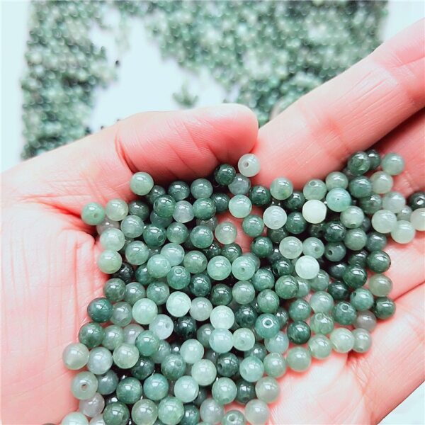50 pcs / 100 pcs 5 mm high quality natural Burmese jadeite round shape bead - Image 3
