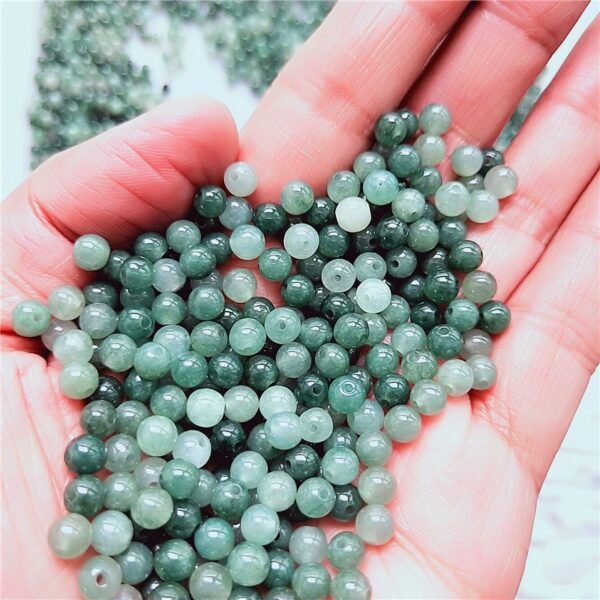 50 pcs / 100 pcs 5 mm high quality natural Burmese jadeite round shape bead - Image 4