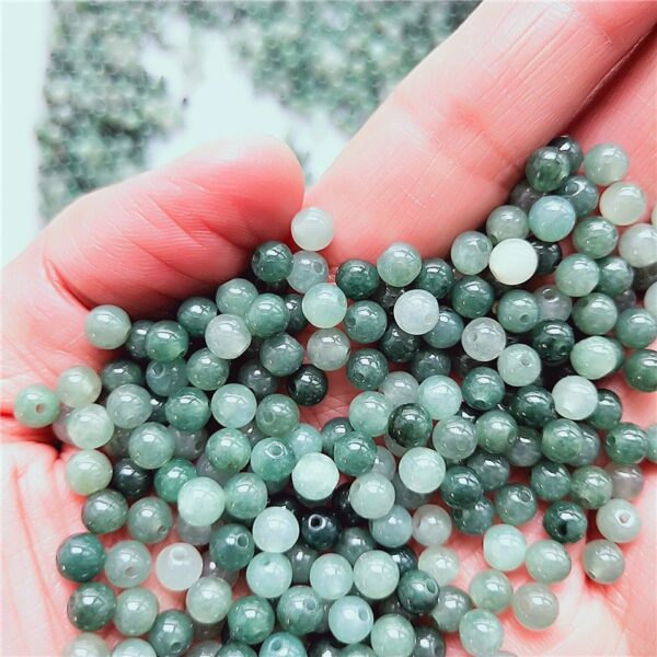 50 pcs / 100 pcs 5 mm high quality natural Burmese jadeite round shape bead - Image 5