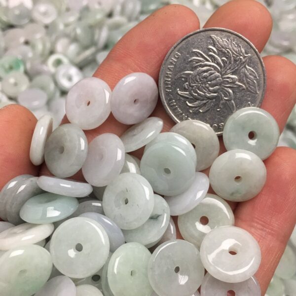 20 pcs / 50 pcs 13 mm natural Burmese jadeite ring shape bead - Image 2