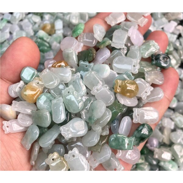 20 pcs / 50 pcs 12 mm high quality natural colorful Burmese jadeite small wallet shape bead - Image 2