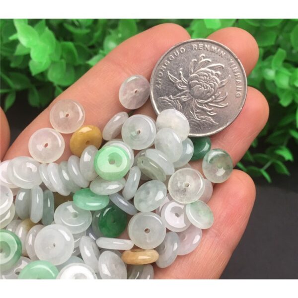 10 pcs / 20 pcs 9 mm High quality natural colorful Burmese jadeite ring shape bead - Image 3