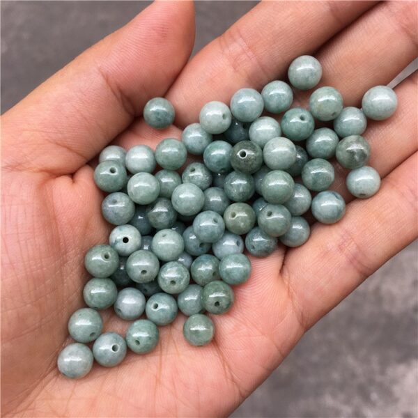 20 - 50 pcs 7.5 - 13 mm High quality natural oily green Burmese jadeite round shape bead - Image 4