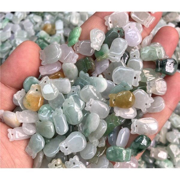 20 pcs / 50 pcs 12 mm high quality natural colorful Burmese jadeite small wallet shape bead - Image 6