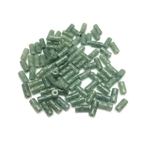 20 pcs / 50 pcs 13 mm tube shape cross pattern natural Burmese jadeite bead - Image 6