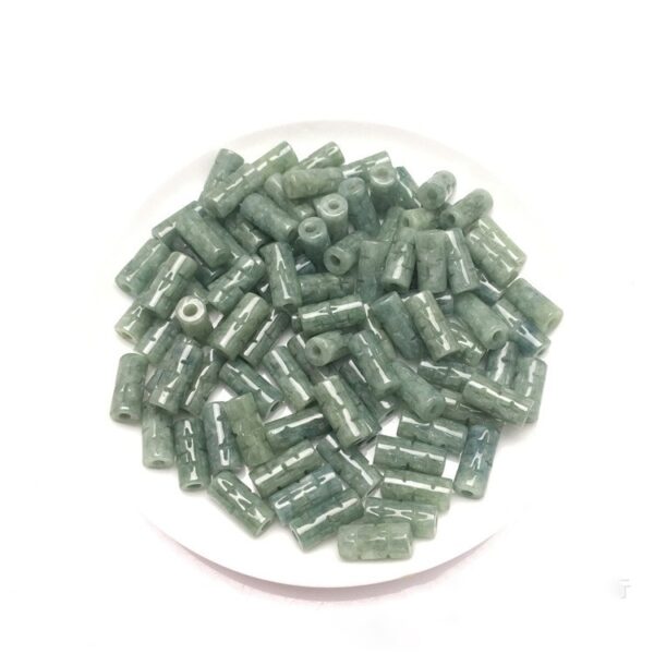20 pcs / 50 pcs 13 mm tube shape cross pattern natural Burmese jadeite bead - Image 7