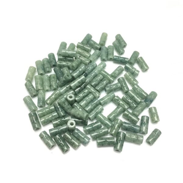 20 pcs / 50 pcs 13 mm tube shape cross pattern natural Burmese jadeite bead - Image 8