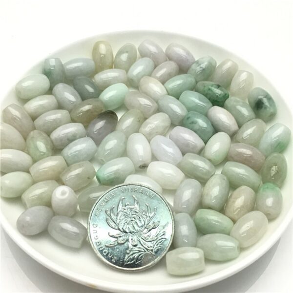 50 pcs / 100 pcs 12 mm oval shape natural Burmese jadeite bead - Image 6