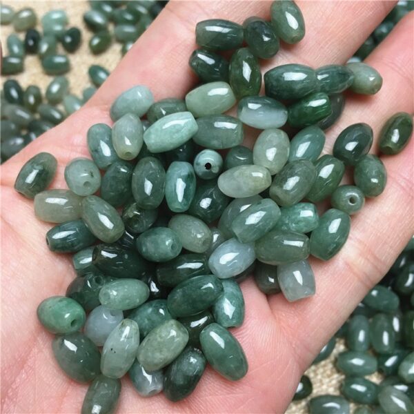 50 pcs / 100 pcs 8 mm high quality natural Burmese jadeite rice shape bead - Image 2