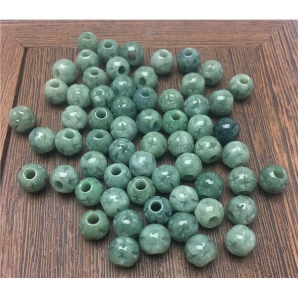 20 pcs / 50 pcs 6 - 13 mm high quality natural Burmese jadeite flower pattern round shape bead - Image 3