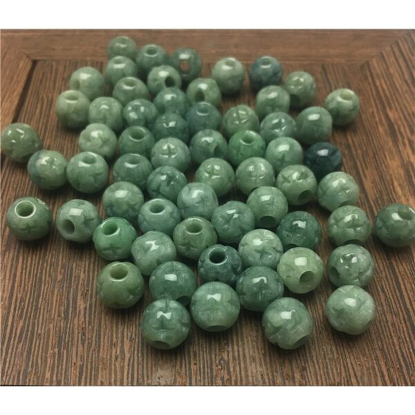 20 pcs / 50 pcs 6 - 13 mm high quality natural Burmese jadeite flower pattern round shape bead - Image 4