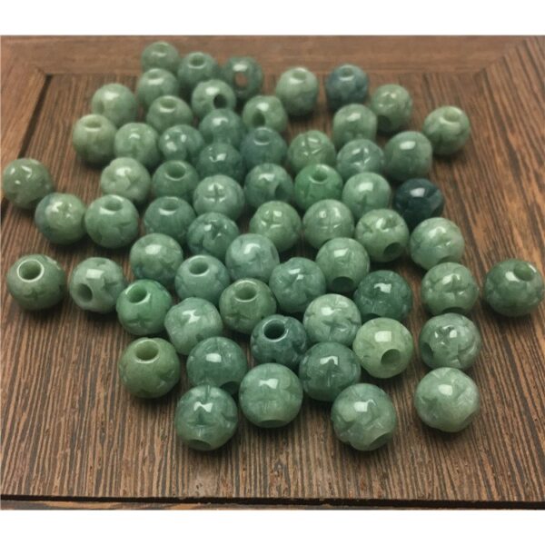 20 pcs / 50 pcs 6 - 13 mm high quality natural Burmese jadeite flower pattern round shape bead - Image 5