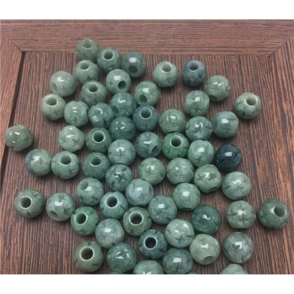 20 pcs / 50 pcs 6 - 13 mm high quality natural Burmese jadeite flower pattern round shape bead - Image 6
