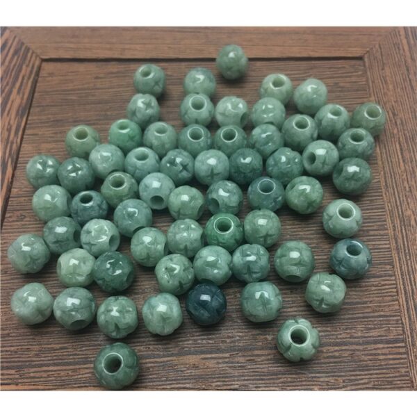 20 pcs / 50 pcs 6 - 13 mm high quality natural Burmese jadeite flower pattern round shape bead - Image 7