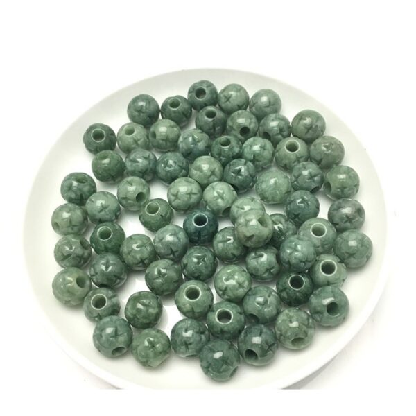 20 pcs / 50 pcs 6 - 13 mm high quality natural Burmese jadeite flower pattern round shape bead - Image 8